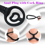 Inflatable Silicone Anal Plug With Cock/Penis Ring, Anal Balls Sex Toys With Spots On & Steel Beads In For More Vagina & Anus Stimulation Adult Anal Sex Toy (Triple Beads)