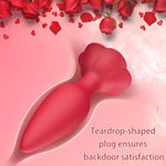 Rose Anal Plug Silicone Butt Plug For Women Pleasure, Beginner Anal Toys Training Butt Plug Anal Flower Sex Toys Cute Butt Plug Starter Kit Anal Sex Toy For Her (Red)