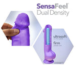 Blush Au Naturel Bold Massive 9" Realistic Dildo W/Balls - Dual Density Soft Cock With Suction Cup, Strap-On Compatible - Lifelike Thick & Flexible Penis Sex Toy For Women, Men & Couples - (Purple)