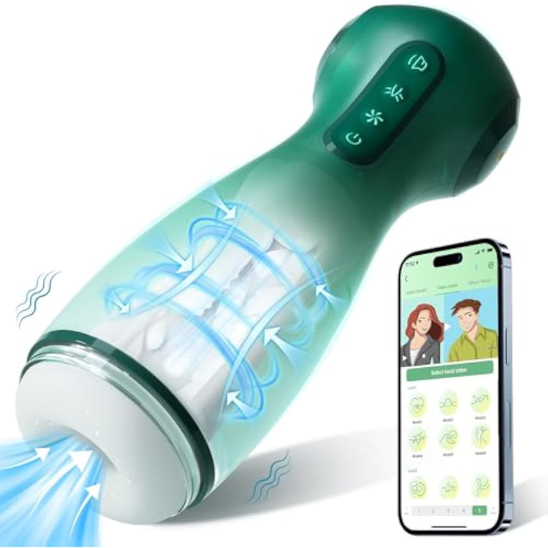 Upgraded Automatic Moaning Sucking Male Masturbator -App Control, 9 Vibration Hands Free Electric Pocket Pussy 9 Suction & 9 Squeeze, 3D Male Stroker Toy Blowjob Machine, Adult Sex Toys For Men