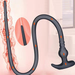 Long Anal Plug Hollow Realistic Dildo Flexible Liquid Silicone Shower Enema Douche Anal Enema Kit Vaginal Cleaner Prostate Massager G-Spot Stimulation For Men Women Couple (Black) (Short)