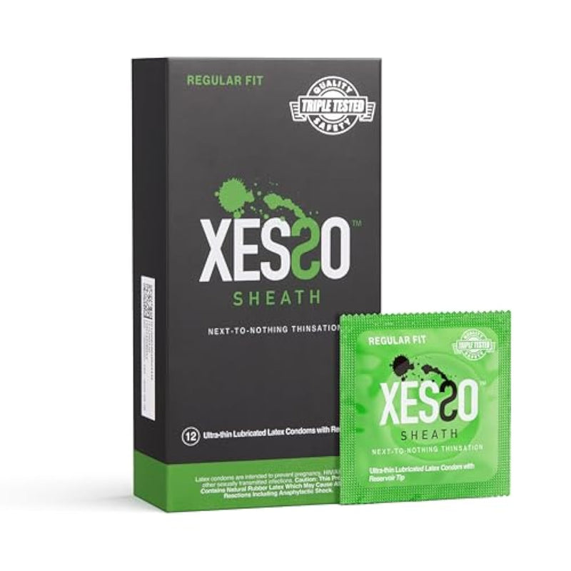 Sheath Ultra Thin Lubricated Condoms With Reservoir Tip, 12-Pack, Regular Fit Natural Latex Male Condom With Silicone Base,Vegan-Friendly, Discreet Package