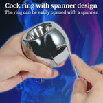 Thick Penis Ring Sex Toys With Spanner Stainless Steel Cock Rings Adult Scrotal Weighted Pendant Sm Bondage For Men Chastity Training (Xl)