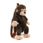 Adorable Monkey Backpack With Leash Fluffy Monkeys Stuffed Animals Shoulder Backpacks Lifelike Monkey Leash Casual Bag