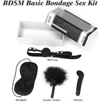 Sex Bondage Bdsm Kit, Basic Restraints Set Toys For Adults Couples - Ball Gag For Mouth, Feather Tickler, Blindfolds For Sex Play, Vibrator Female For Beginner Sex Games