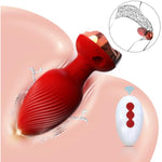 Rose Style Sex Toy Anal Plug Vibrator, Remote Wireless Control Adult Masturbation Anal Plug, Couple Sex Toys (Red)