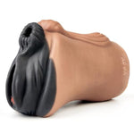 Fantasy Lifelike 2 In 1 Soft Silicone Made Portable Use Male Masturbator Men Silicone Stroker Male Sex Product Stretchy With Two Textured Internal Tunnels For Men Couple Brown Black Color