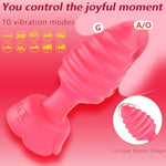 Anal Plug Rose Sex Toys Vibrator- Silicone Anal Toys Butt Plug Training With Remote Control 10 Frequency Vibration, Vibrating Anal Plug And Prostate Massager, Adult Sex Toys And Games (Red)