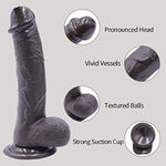 Strap-On Dildo Realistic Silicone Dildo With Wearable Sex Harness For Couple Pegging Women Lesbian Sex Fun, 7.6'' (Black)