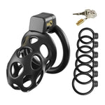 Chastity Cage Male Sm Fetish Penis Cage Set With 6 Different Sized Cock Rings And 2 Keys Porous And Breathable Chastity Device Sex Toys For Adult Men (M)