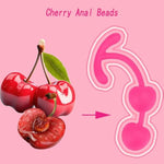 Silicone Anal Beads Anal Plug Built-In 2 Steel Balls Cherry Butt Plug With Long Handle Anal Sex Toy For Men Women Anal Sex (Rose Red)