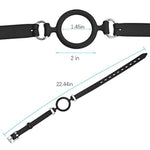 Open Mouth Gag With Padlock Adjustable Oral Sex Leather Strap On Silicone O-Ring Muzzles Restraints For Men Women