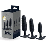 Trio Anal Plug Set Of 3 Weighted Butt Plugs, Three Sizes Of Adult Sex Toy (Black)