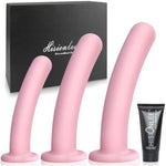 Anal Dildo Anal Plug Trainer Kit, 3 Sizes Butt Plug Training Silicone Dildo Anal Toys With Strong Suction Cup Adult Toys Prostate Vaginal G Spot Sex Toys For Men Women (Pink)