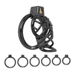 Chastity Device Cock Cage With 6 Different Rings Chastity Cage With Invisible Lock For Restraining A Man'S Penis Hollowed Out High Heeled Penis Cage Is Breathable And Comfortable Sex Toys (L,Black)