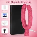 Double Ended Dildos Vibrator For Women, Vibrating Double Sided Dildo With Nipple Stimulator 10 Super Strong Vibration Modes, Flexible Penis Dildo For Double Penetration, Lesbian Adult Sex Toys