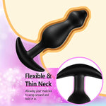 Anal Plug, Silicone Anal Beads Butt Plug For Comfortable Long-Term Wear Prostate Massager Sex Toy With Narrow Flared Base & Long Neck For Men Women (M)