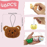 46 Pcs Mini Animal Plush Toys Set Cute Small Animal Stuffed Toy Keychain For Party Favors Keychain Ornament For Goody Bag Easter Egg Stuffers Carnival Birthday Party Classroom Prizes