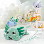 Giant Axolotl Plush Stuffed Animal With 4 Babies Inside, 31.5" Glow In The Dark Axolotl Pillow For Girl Boy Kid, Soft Long Salamander Plushies Toy For Birthday Party Gifts, Green