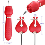 Clitoral Vibrator With Nipple Clamps Bdsm Adult Sex Toy For Women Silicone G-Spot Vibrator With 10 Vibration Modes For Female Nipple And Clitoral Stimulation