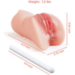 3 In 1 Pocket Pussy Male Masturbator & Drying Stick&Waterproof Storage Bag, Double-Ended Male Sex Toy Mouth Tongue Textured Vagina & Tight Anus For Men Masturbation (Flesh)