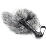 Soft Fur Whips With Pu Leather Handle And Fluffy Feather Tail, Flogger Crop For Unisex Grey