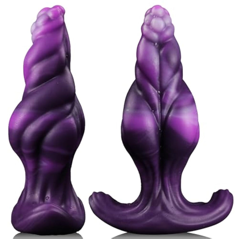 6.5" Large Silicone Butt Plug Fantasy Anal Toy, Huge Anal Plug With Knot Design, Wearable Mixed Purple Buttplug For Intense Stimulation, Prostate Massager Training Stretchable Sex Toy For Man Woman