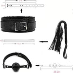 BDSM Kit Sex Bondage Restraint Adult Sex Toys for Couples, 7Pcs Adjustable Handcuffs Collar Ankle Cuff Blindfold Ball Gag Feather Tickle Sex Whip Paddle