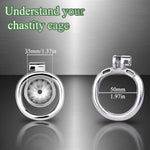 Male Chastity Cage, Mini Chastity Device, Metal Flat Chastity Cage, Breathable Design With Soft Silicone Urinary Catheter, Can Be Worn For A Long Time, Suitable For Male Bdsm Restraint?50Mm Ring?