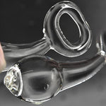 Glass Butt Plug With Pull Loop Anal Plug Prostate Massager With Long Neck And Tapered Head Fetish Anal Dilator Masturbation Sex Toy For Men Women, 4.84 X 1.33 Inch Transparent