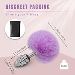 Rabbit Tail Anal Plug?Metal Spiral Buttplug?Anal Sex Toys For Beginners,Plug Anal For Couples?Pink Anal Toys For Dress Up Party (Medium Purple)
