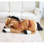 52 Inches Big Horse Stuffed Animals Cute Plush Soft Toys (Light Brown Rideable Horse), Lifelike Stuffed Animal,Good Gift For Kids,Super Soft Touch