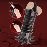 Tpe Penis Sleeve With Massage Points Delay Ejaculation Sleeve Reusable Cock Extender For Enlargement Stamina Training Waterproof Travel-Friendly Adult Sex Toys For Men Couples (Black)