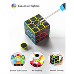 Speed Cube Set, 2X2X2 3X3X3 Pyramid Magic Cube Set, Puzzle Cube Toys Birthday Party Christmas Stocking Stuffers Gift For Kids Teens Adults(Carbon Fiber Sticker)