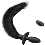 Vibrating Anal Foxtail Plug Remote Control Vibrator Butt Plug Anal Sex Toy For Men Women Couples Black