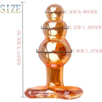Glass Anal Beads Prostate Massager P-Spot Stimulation Anal Trainer Sex Toys,Glass Big Size Butt Plug With Graduated Beads Crystal Butt Plug Personal Massage For Men Women(Brown)