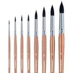 8 Pcs Round Watercolor Brush Set with Goat Hair for Acrylic, Gouache & Painting