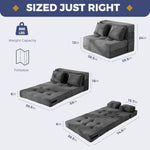 Convertible Sofa Bed, Fold Out Loveseat Sleeper Sofa With Pillow, 4 In 1 Tufted Folding Couch Bed Foam Floor Couch, Lazy Chair For Living Room Bedroom Guest Room, Dark Grey