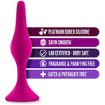 , Luxe Beginner Silicone Butt Plug - Medium Size - Soft, Tapered Heads - Satin Smooth Silicone Anal Trainer- Suction Cup Base - Pleasurable Adult Sex Toy For Women And Couples - Pink