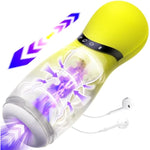 Male Sex Toys For Men Thrusting Male Masturbator - Flesh Light 3D Textured Pocket Pussy Vagina Mens Stroker 3 Squeezing & Thrusting 10 Vibrations, Adult Sex Toys Blowjob Machine For Men (Yellow)