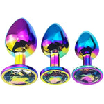 3Pcs Colorful Metal Plated Butt Plug Luxury Jewelry Anal Trainer Anal Sexy Toys Kit For Large/Medium/Small