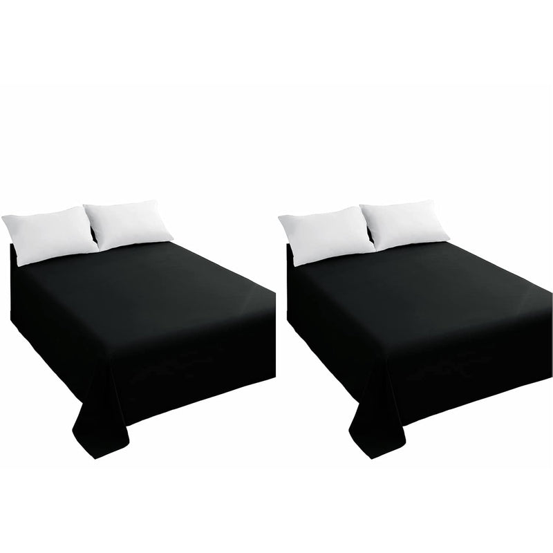 King Flat Sheets Black Top Sheets, Premium Hotel 2-Pieces, Luxury And Soft 150