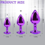 4Pcs Anal Plug Training Set-3 Crystal Jewel Anal Plugs Metal Anal Sex Adult Toy, 1Enema,Sex Toy Anal Training Kit For Beginner Adult Unisex Women And Men Couple(Deep Purple)