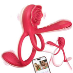 Vibrating Cock Ring Penis Sleeve With Rose Clitoral Stimulator, App Remote Control Penis Ring Vibrator, Couples Male Adult Sex Toys Games For Men Women, Penis Extender Taint G Spot Sex Toy