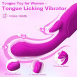 Rabbit Vibrators Sex Toys For Women - Tongue Licking Vibrator With 12 Vibration&Licking Modes, G Spot Vibrator Thrusting Dildo Tongue Toy For Womens, Clitoral Vibrators Adult Toys For Female