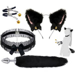 Anal Plug With Bunny Tail Plush Cat Ears Collar Nipple Clamps Sm Butt Plug Anal Toys Cosplay Sex Toy Kit For Women Men Set Of 4 Pcs
