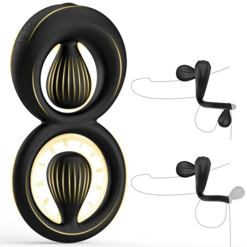 Vibrating Cock Ring With Dual Adjustable Beads, Silicone Penis Ring Vibrator For Couples Clitoral Perineum Stimulator, 10 Vibration Modes For Enhanced Pleasure & Male Erection, Adult Sex Toys For Men