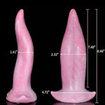 Medium Size Soft Feeling Tongue Shape Dildo Multi Colored Flexible Colorful With Suction (Pink+White)