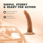 Blush Dr. Skin 7.5” Realistic Slim Shaft Dildo, 1.5” Wide Soft Lifelike Cock - Suction Cup, Strap-On Solo Or Partner, Body-Safe Anal & Pegging Play - Adult Sex Toy For Women, Men & Couples - (Mocha)