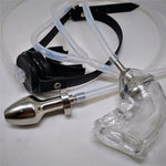 Metal Hollow Anal Plug Enema Soft Chastity Cage Chastity Lock Adjustable Mouth Plug Sm Set Adult Sex Toy